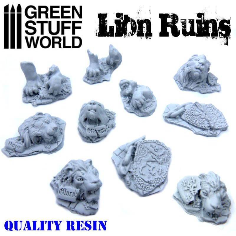 SET RESINA RUINAS LEONES - LION RUINS RESIN SET2