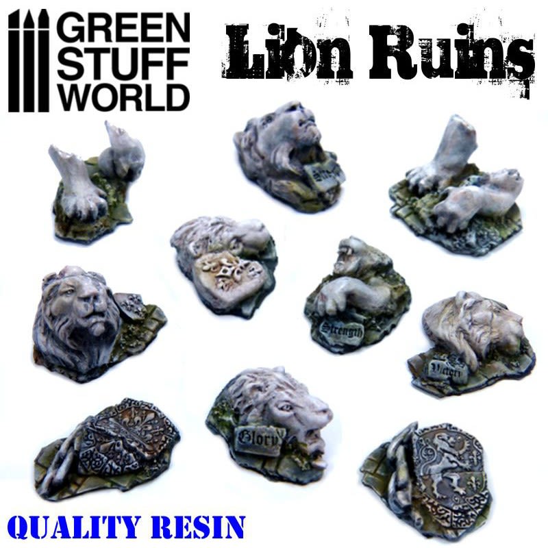 SET RESINA RUINAS LEONES - LION RUINS RESIN SET1