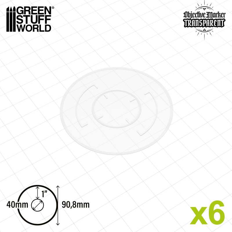 BASIC KILL TEAM CLEAR OBJECTIVE MARKER (40MM+1) - PACK X6 (WH40K COMPATIBLE)2