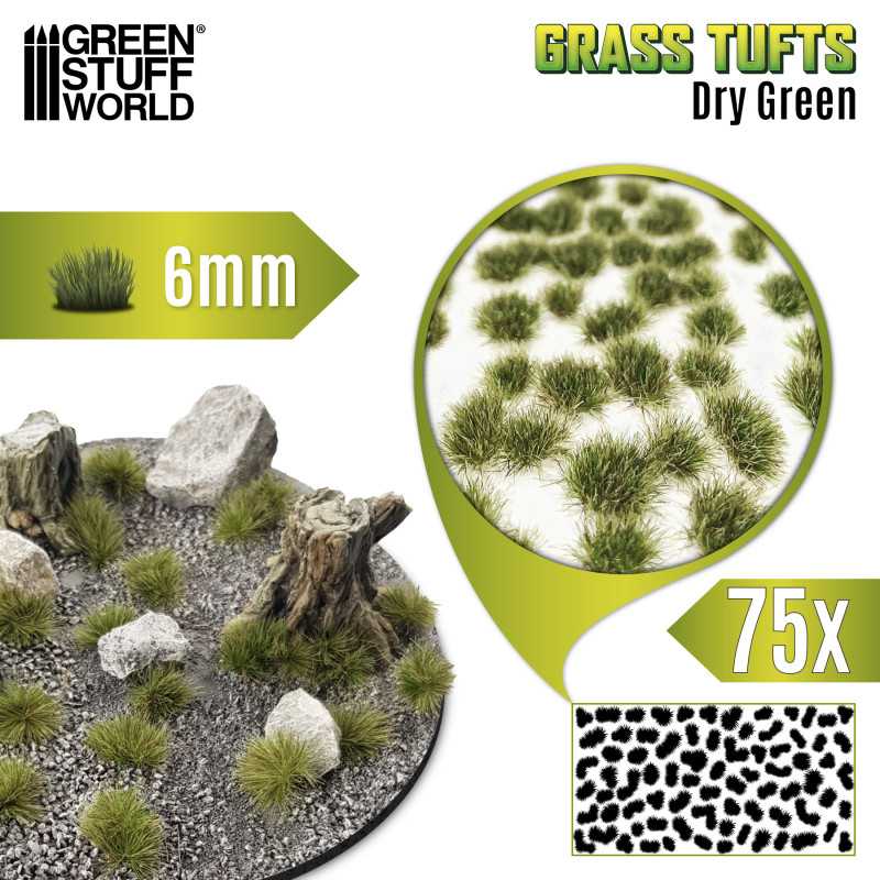 GRASS TUFTS XXL 6MM - DRY GREEN1