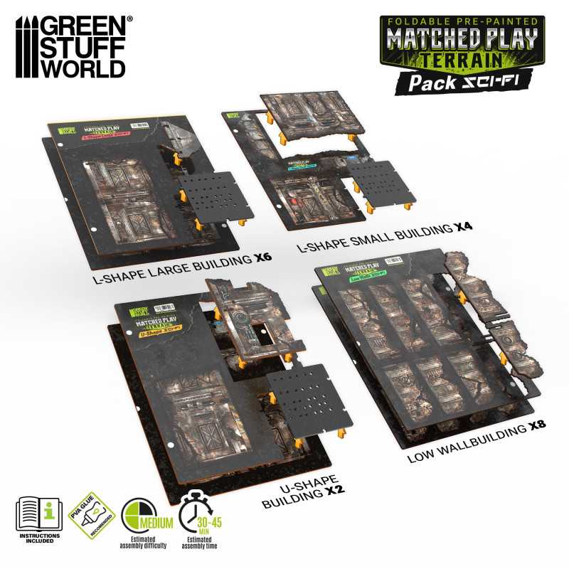PACK EDIFICIOS / MATCHED PLAY TERRAIN - PREPAINTED FOLDABLE (2+6+4+8) - SCI-FI1