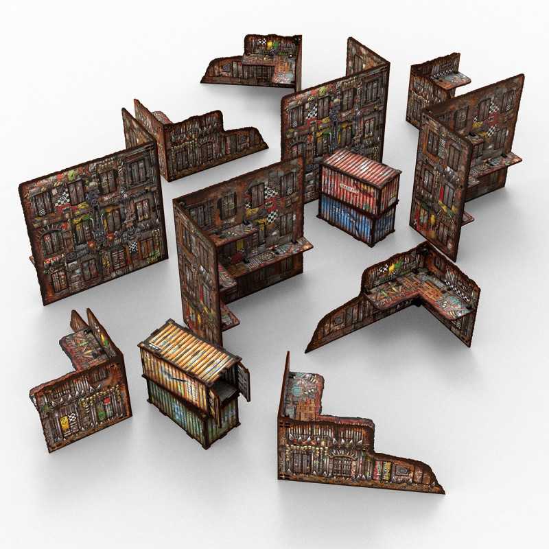 PACK EDIFICIOS WTC / MDF TERRAIN - PREPAINTED FOLDABLE (4 +6+4) - ORCOS/ ORKS1
