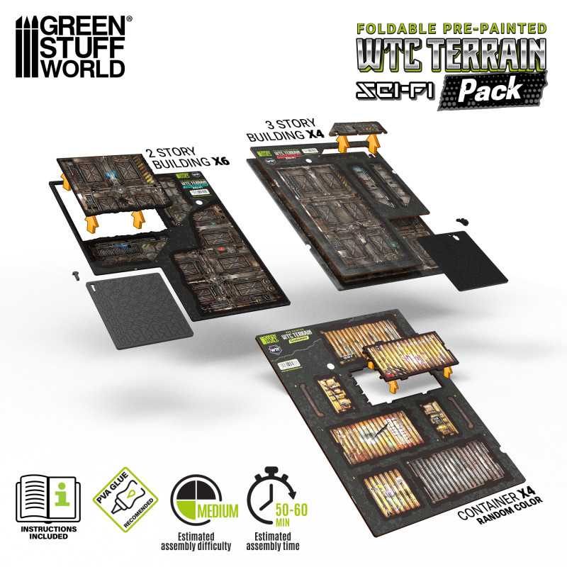 PACK EDIFICIOS WTC / MDF TERRAIN - PREPAINTED FOLDABLE (4 +6+4) - SCI-FI2