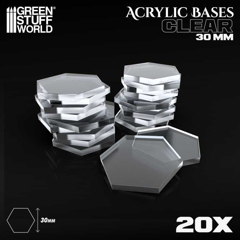 PEANAS ACRÍLICAS - HEXAGONALES 30 MM TRANSPARENTES1