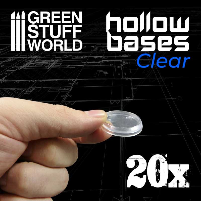 PEANA PLASTICO HUECAS REDONDA TRANSPARENTES - PLASTIC CLEAR ROUND HOLLOW BASE 25MM - PACKX202