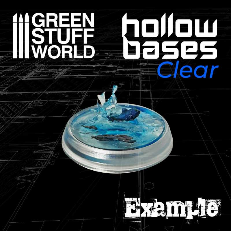 PEANA PLASTICO HUECAS REDONDA TRANSPARENTES - PLASTIC CLEAR ROUND HOLLOW BASE 25MM - PACKX201