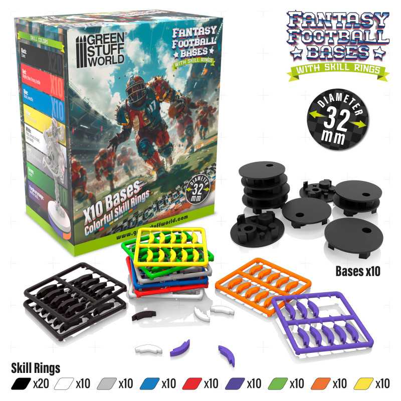 PEANAS PARA BLOOD BOWL 32MM CON SKILL RINGS1