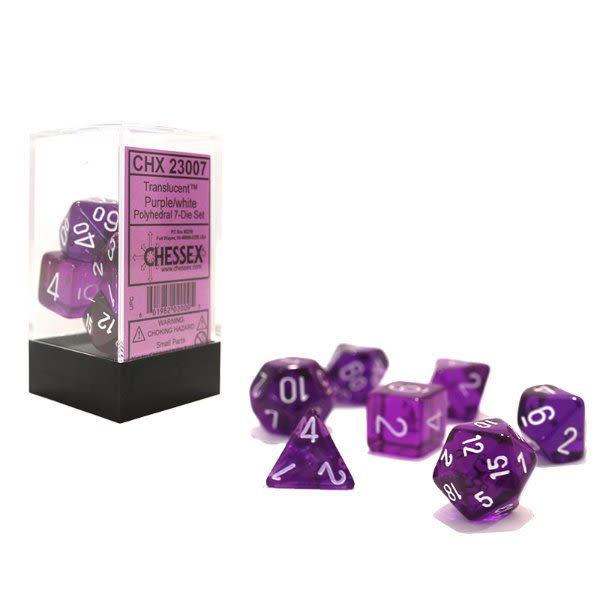 CHESSEX: SET 7 DADOS - POLYHEDRAL: PURPLE/WHITE2