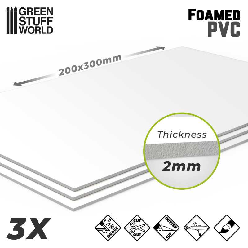 3X PVC ESPUMADO 2MM / FOAMED PVC 2MM - 200X300MM2