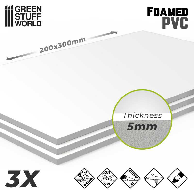 3X PVC ESPUMADO 5MM / FOAMED PVC 5MM - 200X300MM2