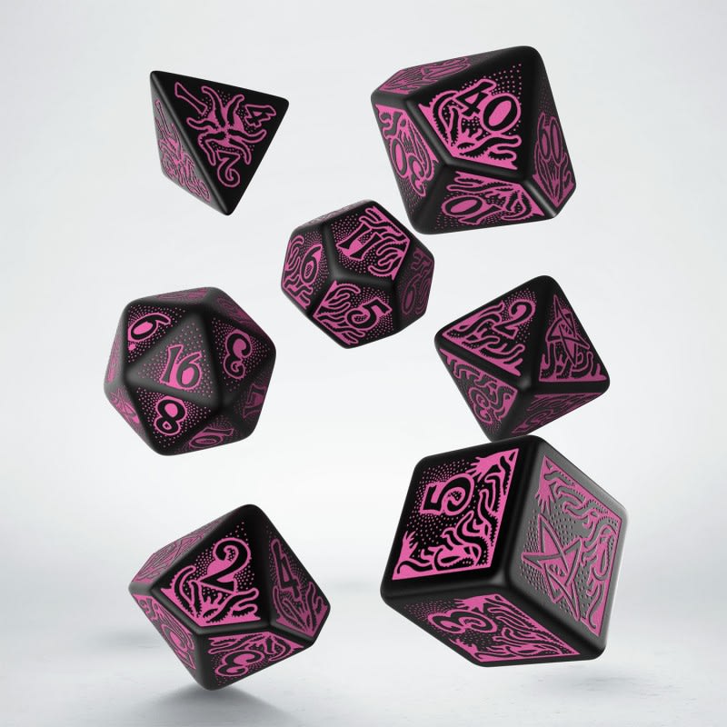QWORKSHOP CALL OF CTHULHU 7TH EDITION BLACK & MAGENTA DICE SET1