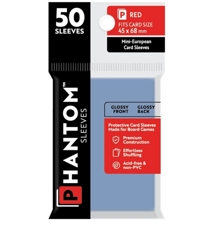 BOARD GAME SLEEVES: PHANTOM SLEEVES- GLOSS/GLOSS(45MM X 68MM)- CLEAR (50CT)1