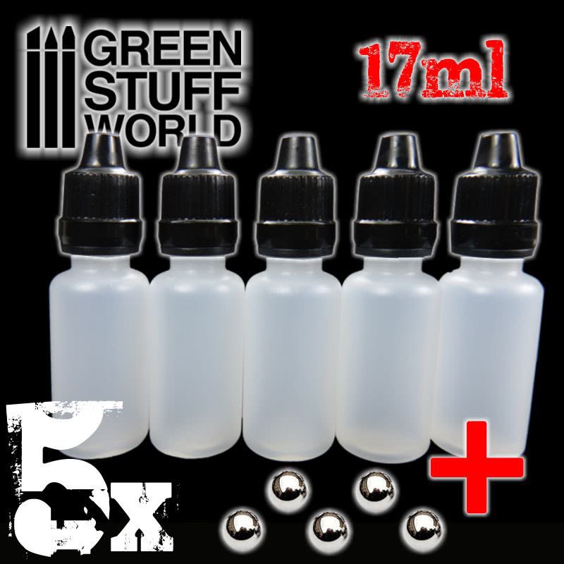 BOTES PINTURA 17ML VACIOS+BOLAS - 17ML EMPTY PAINT POTS+BALLS - 5 PC1