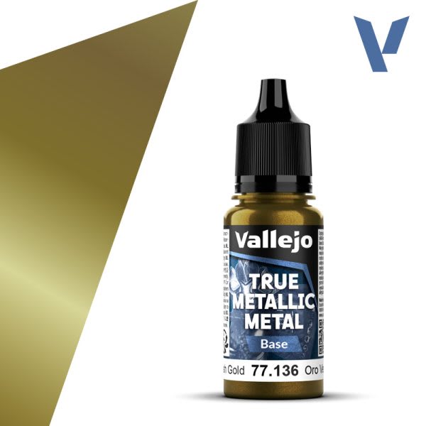 TRUE METALLIC METAL: BASE- GREENISH GOLD, 18 ML. | Wargaming.cl