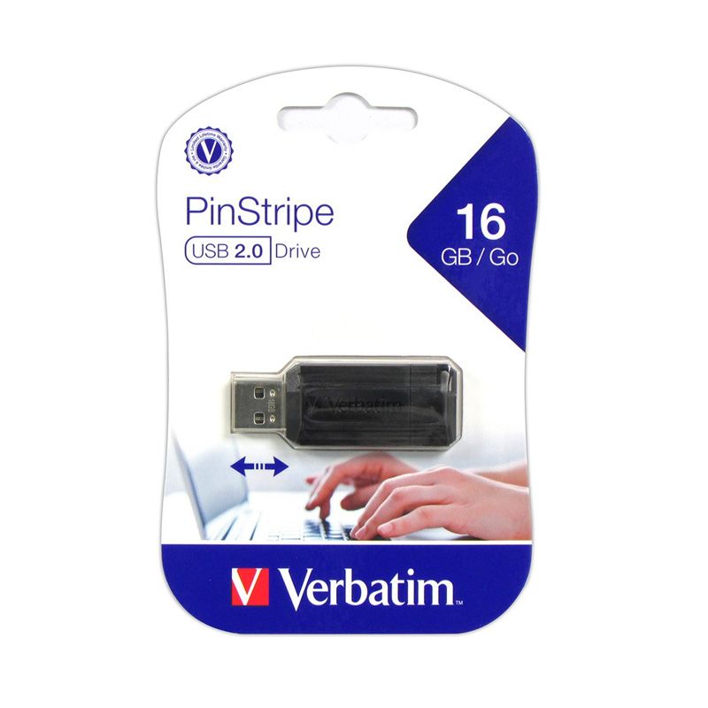 PENDRIVE 16gb VERBATIM Negro PinStripe USB
