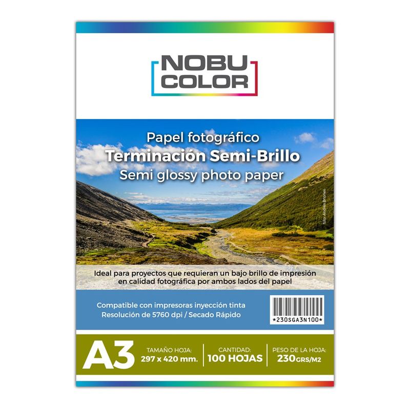 Papel Foto Semi Glossy A3 230 Gr.100 Hojas | Comercial Jdm Ltda.