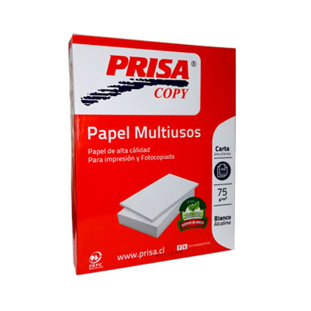 Resma Papel blanco Carta 75grs 500hjs Prisa