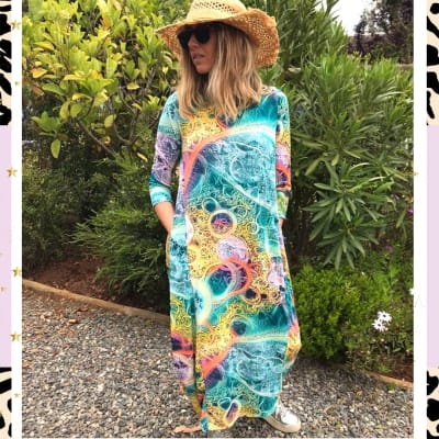 VESTIDO ROBERTA ESTAMP AGUA VESTIDO ROBERTA ESTAMP AGUA