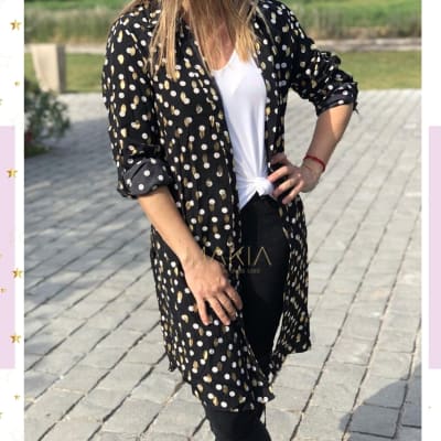 KIMONO NEGRO LUNARES ORO KIMONO NEGRO LUNARES ORO
