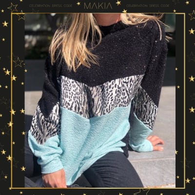 SWEATER CAMI05 NEGRO CELESTE SWEATER CAMI05 NEGRO CELESTE