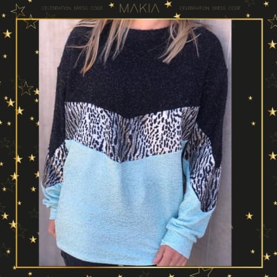 SWEATER CAMI05 NEGRO CELESTE SWEATER CAMI05 NEGRO CELESTE