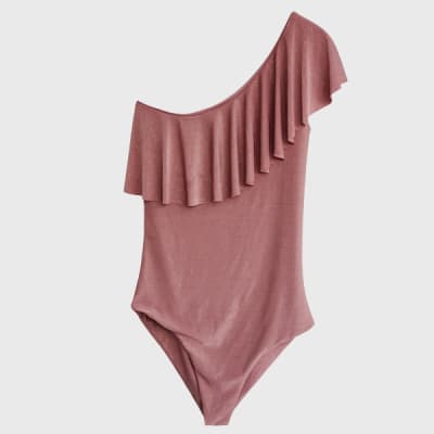 BODY UN HOMBRO ROSADO BRILLOS BODY UN HOMBRO ROSADO BRILLOS