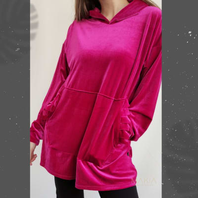 POLERON-TERCIOPELO-FUCSIA-CAPUCHA POLERON-TERCIOPELO-FUCSIA-CAPUCHA