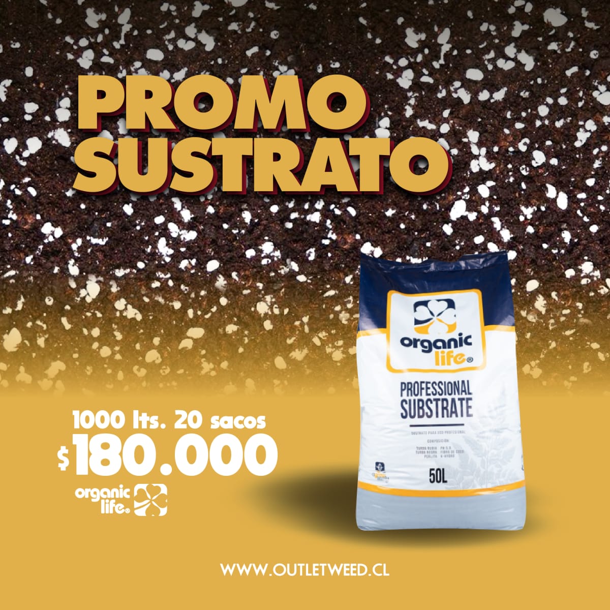 Promo Sustrato | 1000 lts. | 20 Sacos 50 Lts. | Organic Life1