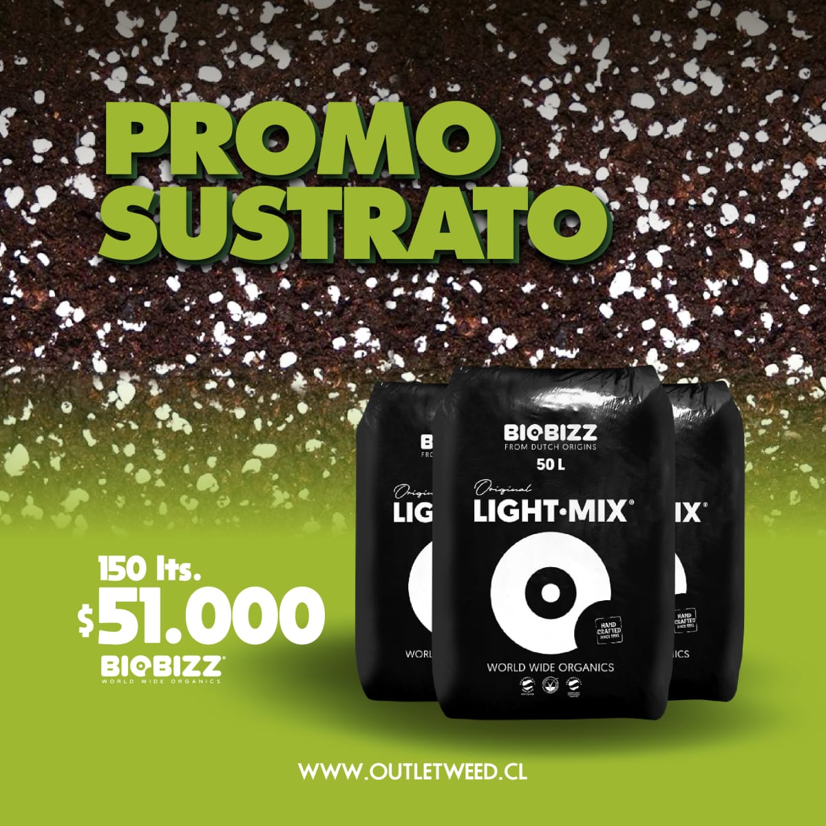 Promo Sustrato | 150 lts. | 3 Sacos 50 Lts. | Bio Bizz1