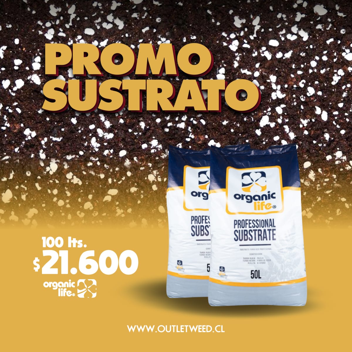 Promo Sustrato | 100 lts. | 2 Sacos 50 Lts. | Organic Life1