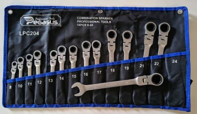JUEGO LLAVES PUNTA Y CORONA REVERSIBLE RATCHET 14 PCS