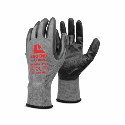 GUANTE FOAM NITRILE BY LEGEND NEGRO GRIS T10 (PAR)
