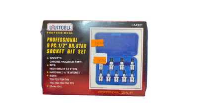 JUEGO DADOS ESTRELLA 1/2 PLG 9 PCS DAX901 UYUSTOOLS