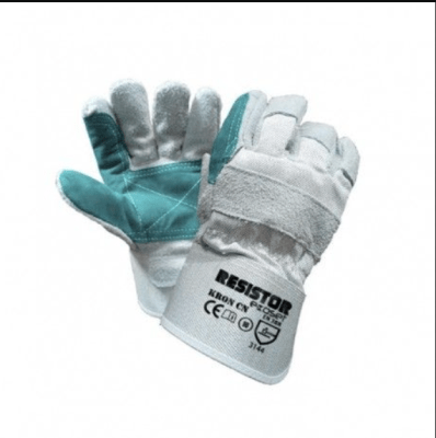 GUANTE DESCARNE GRIS C/REFUERZO VERDE