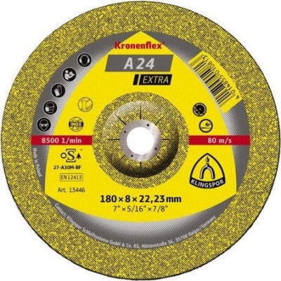 DISCO DESBASTE METAL KLINGPOR 4 1/2X 1/4 X 7/8 A24