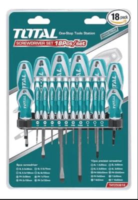 JUEGO DE DESTORNILLADORES INDUSTRIALES 18 PZS TOTAL THT250618