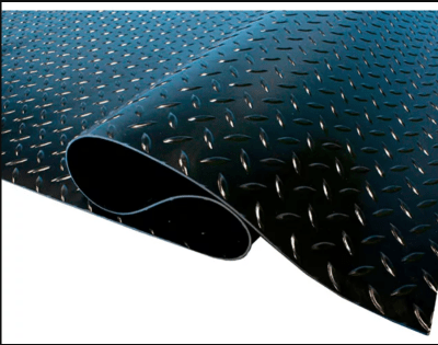 Piso de goma antideslizante en rollo – diamantado/negro 3mm *1.2mt  (valor por metro)1
