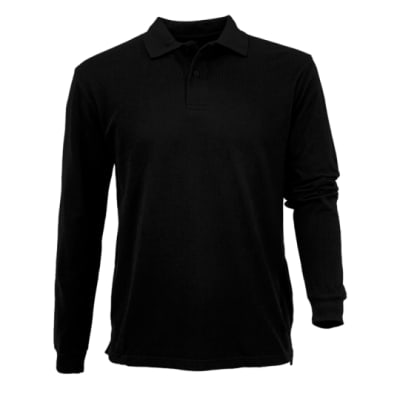 POLERA PIQUE MANGA LARGA NEGRO HOMBRE T/M