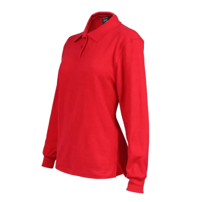 POLERA PIQUE MANGA LARGA ROJA MUJER T/L