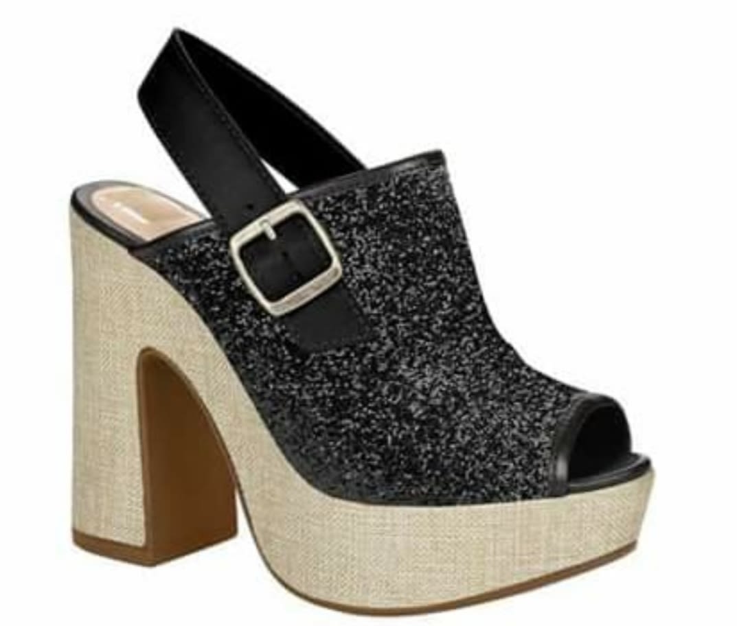 SANDALIA SIN TALON PLATAFOR GLITTER NEGRA T1641 0003 - II | Maria Brasil