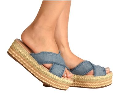 Sandalia Plataforma PlanaTiras Jeans Z2281 0001 Sandalia Plataforma PlanaTiras Jeans Z2281 0001