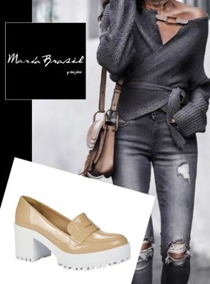 Mocasin Plataforma Plana Charol Nude T1326 0005 Mocasin Plataforma Plana Charol Nude T1326 0005