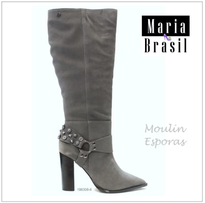 Bota Alta Moulín Esporas Gamuza Gris 196308 0024 Bota Alta Moulín Esporas Gamuza Gris 196308 0024
