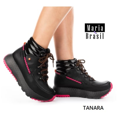 Tenis Fashion Demi Boot Black Pink t6361 0001 Tenis Fashion Demi Boot Black Pink t6361 0001