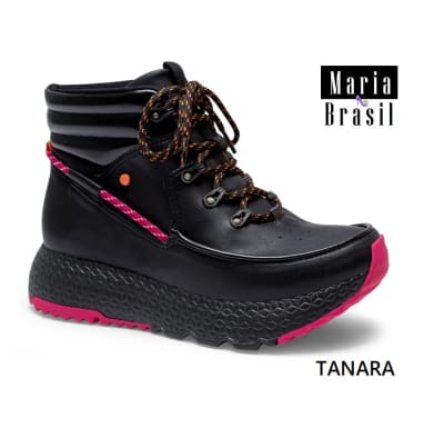 Tenis Fashion Demi Boot Black Pink t6361 0001 Tenis Fashion Demi Boot Black Pink t6361 0001