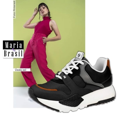 Tenis Fashion Black Canela & Charol t4364 0003 Tenis Fashion Black Canela & Charol t4364 0003