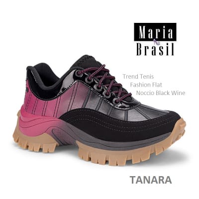 Tenis Fashion Flat Cremisi Black Pink t4207 0002 Tenis Fashion Flat Cremisi Black Pink t4207 0002