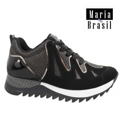 Tenis Fashion Suali Black t4025 0002 Tenis Fashion Suali Black t4025 0002