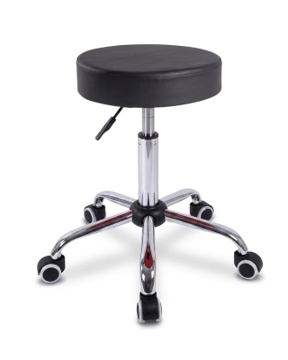 TABURETE BASE CROMADA NEGRO