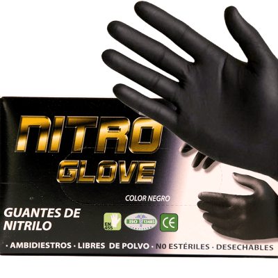 CAJA DE GUANTES NITRO GLOVE NITRILO NEGRO1